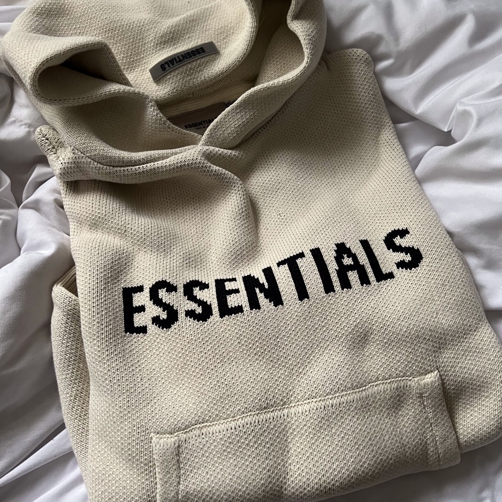 FEAR OF GOD Essentials knit cream hoodie